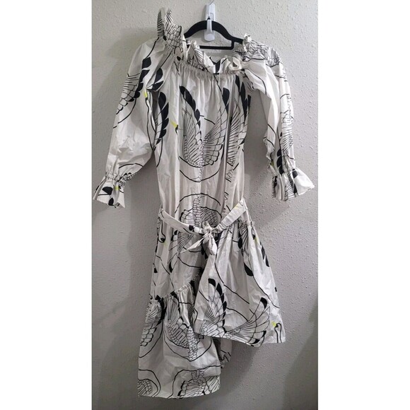 The Lulo Project The Daydreaming Dress in Cream Swan Size Small Asymmetrical Hem